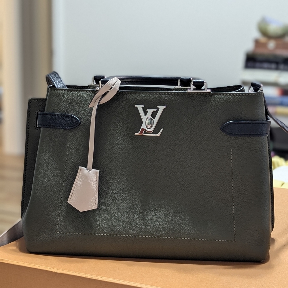 Louis Vuitton Green Leather Tote Bag